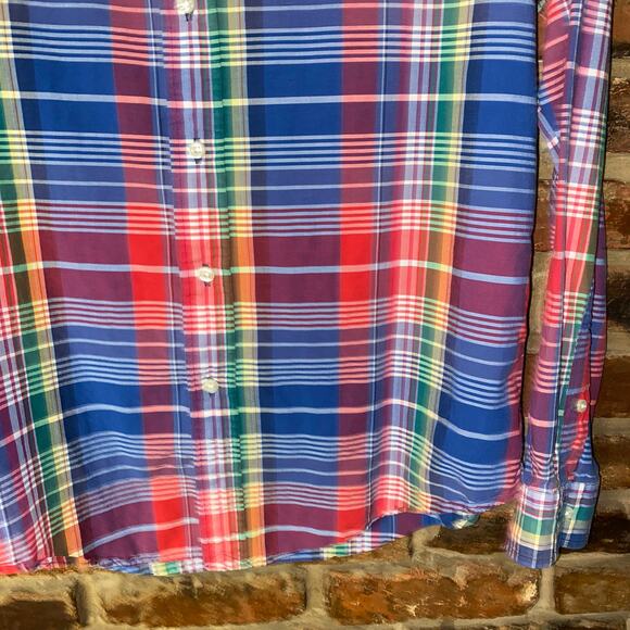 Ralph Lauren Custom Fit Rainbow Plaid Long Sleeve Button Down Shirt Size Medium - Picture 3 of 5